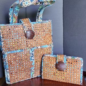 NWOT Vera Bradley Tiki Bali Blue Set *HTF Retired*